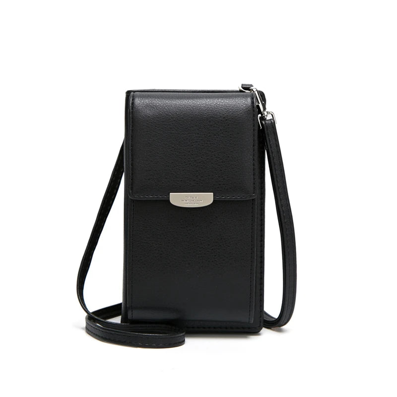 Cell Phone Pocket PU Large Capacity Wallet Crossbody Bag For Women