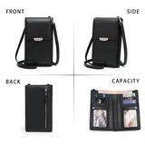 Cell Phone Pocket PU Large Capacity Wallet Crossbody Bag For Women
