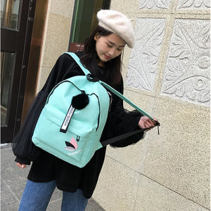 Nylon Printing Solid Backpack Girl School Bags Teen College Wind Women SchoolBag