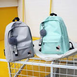 Pink Nylon Printing Solid Backpack School Bags for Teenage Girls