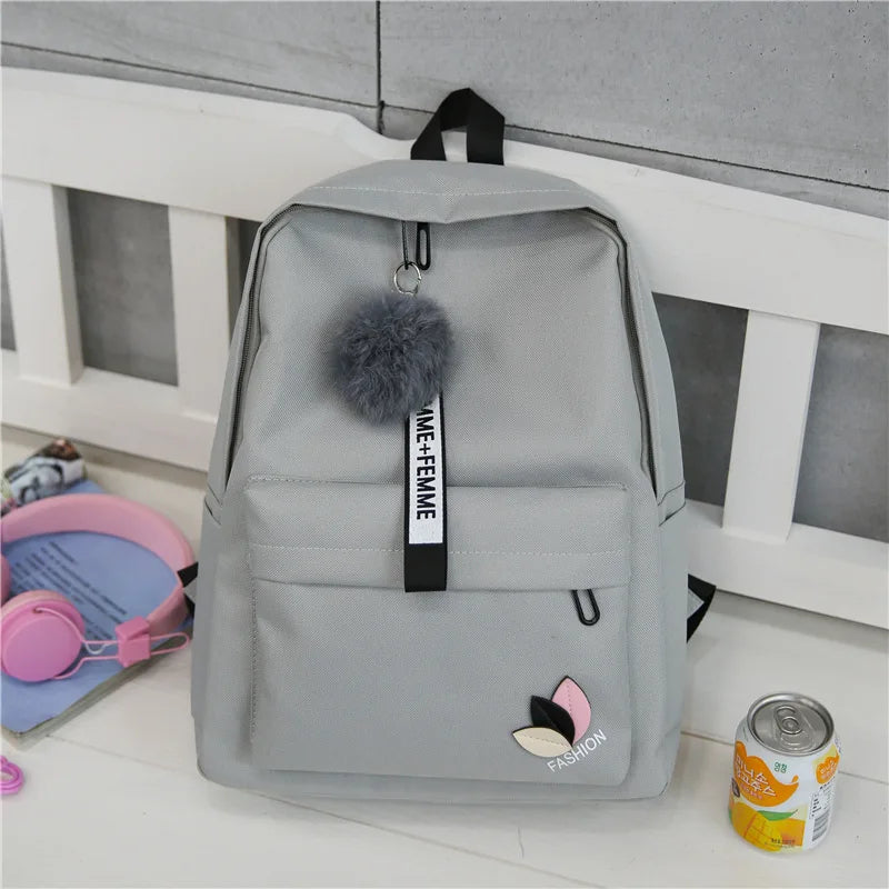 Nylon Printing Solid backpack girl school bags for teenage College wind Women Sc