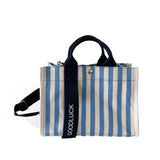 Striped Shoulder Bag Canvas Women Square Tote Bag Female Summer Beach Bags