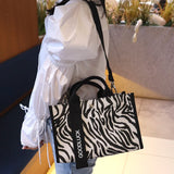 Striped Shoulder Bag Canvas Women Square Tote Bag Female Summer Beach Bags