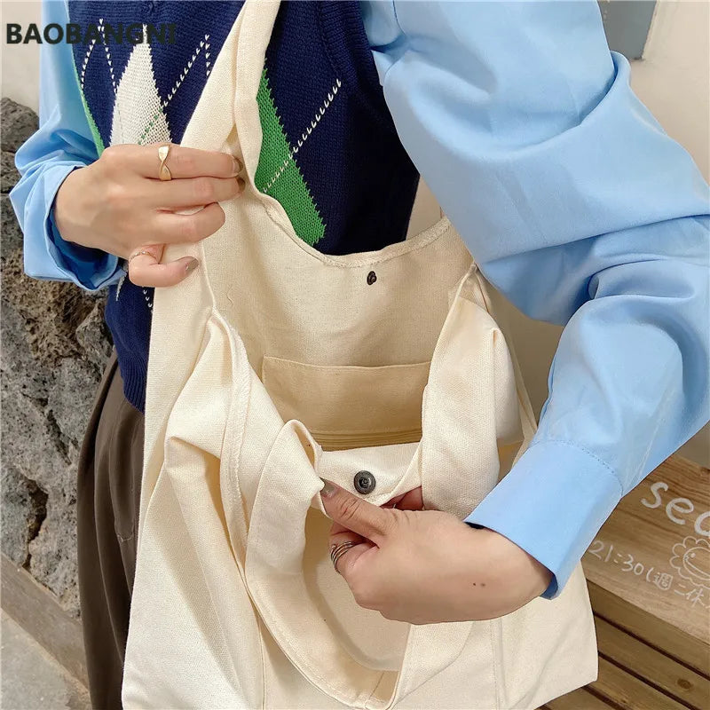 Large Canvas Shoulder Bag for Lady Eco Handbags