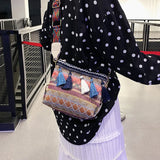Ethnic Style Tassel Bucket Shoulder Bag