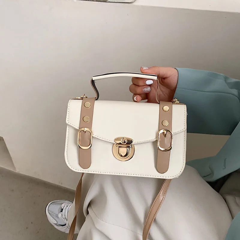 Shoulder Bags Women PU Leather Small Square Bag Casual Flap Crossbody