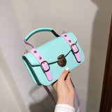 Shoulder Bags Women PU Leather Small Square Bag Casual Flap Crossbody