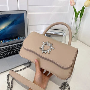 Solid Portable One Shoulder Cross Body Small Square Bag Women
