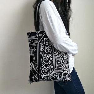 College Style Canvas Bag Large Student School Shopping Bag