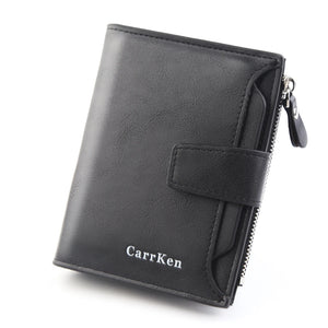 Casual Men's Wallet Oil Wax Leather Multi-function Card Photo Clip