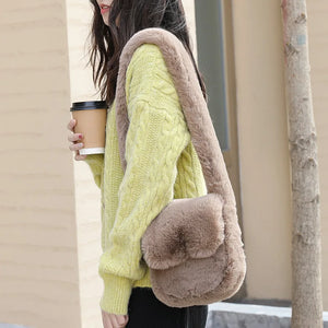 Plush Mobile Phone Bag Casual Retro One Shoulder Women's Bag