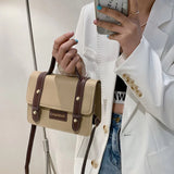 Women's Leather Shoulder Bag - Personalized Portable Square Bag