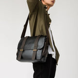 PU Leather Men's Messenger Bag Shoulder Bag Horizontal School Bag
