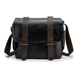 PU Leather Men's Messenger Bag Shoulder Bag Horizontal School Bag