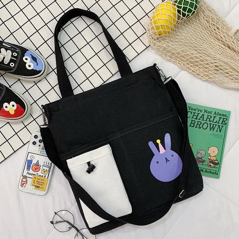 Canvas Shoulder Bag for Students Large Capacity Handbag