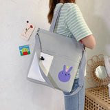 Canvas Shoulder Bag for Students Large Capacity Handbag
