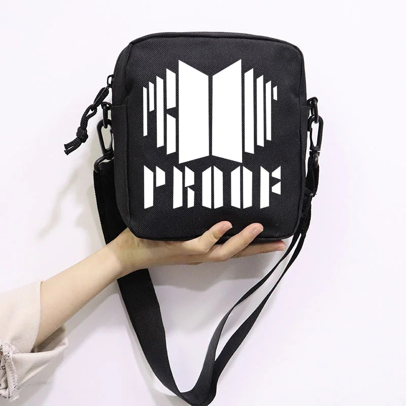 Kpop Proof Print Messenger Bag Mini Canvas Shoulder Bags