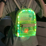 LED Lights Unisex Backpack Transparent Clear Bagpack School Bag