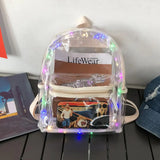LED Lights Unisex Backpack Transparent Clear Bagpack School Bag