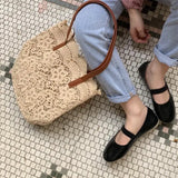 Lace Flowers Women Shoulder Bag Large-capacity Tote Beach Vacation Bols