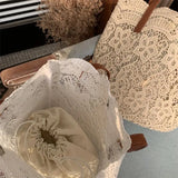 Lace Flowers Women Shoulder Bag Large-capacity Tote Beach Vacation Bols