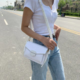 Braided Rope Shoulder Bag Solid Lock Small Square Bag Girl Fresh PU Messenger Ba