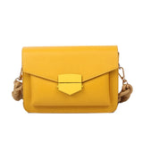 Braided Rope Shoulder Bag Solid Lock Small Square Bag Girl Fresh PU Messenger Ba