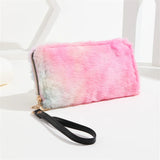 Ladies Plush Long Wallet Large Capacity Clutch Zipper Cell Phone Bag