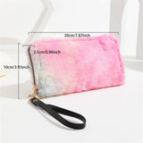 Ladies Plush Long Wallet Large Capacity Clutch Zipper Cell Phone Bag