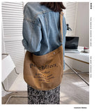 Large Capacity Canvas Messenger Bag with Print Letters