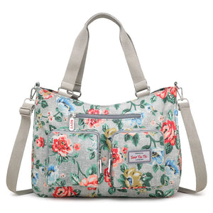 Vintage Flower Print Women Crossbody Bag Large Capacity Shoulder Travel Bag