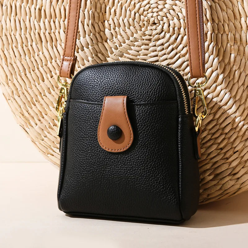 Ladies Lychee Pattern One Shoulder Messenger Bag Small Square Bag