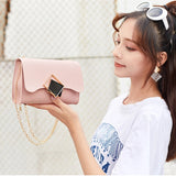 Sweet Small Square Bag Crossbody Messenger Bag with Chain Magnetic Buckle
