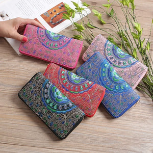 Ladies Retro Embroidered Wallet Ethnic Style Hand Carry Wallet