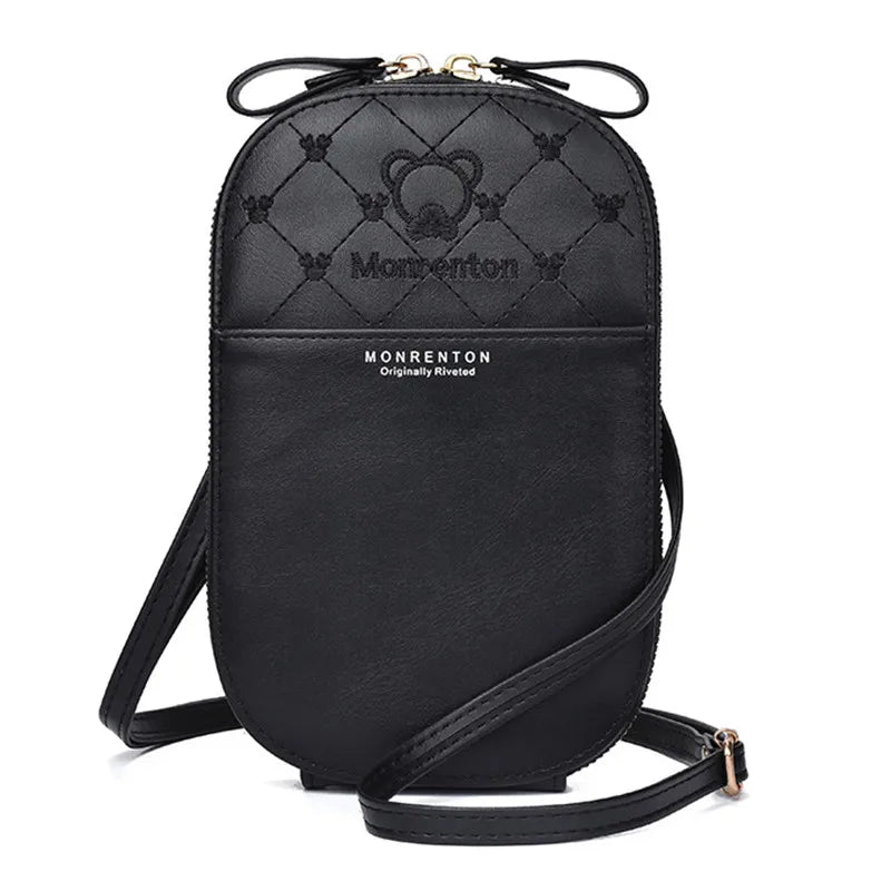 Embroidered Small Shoulder Bag for Women with Zipper Wallet
