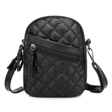 Ladies Soft Leather Shoulder Bag Diamond Multi-layer Retro Mobile Phone Bags