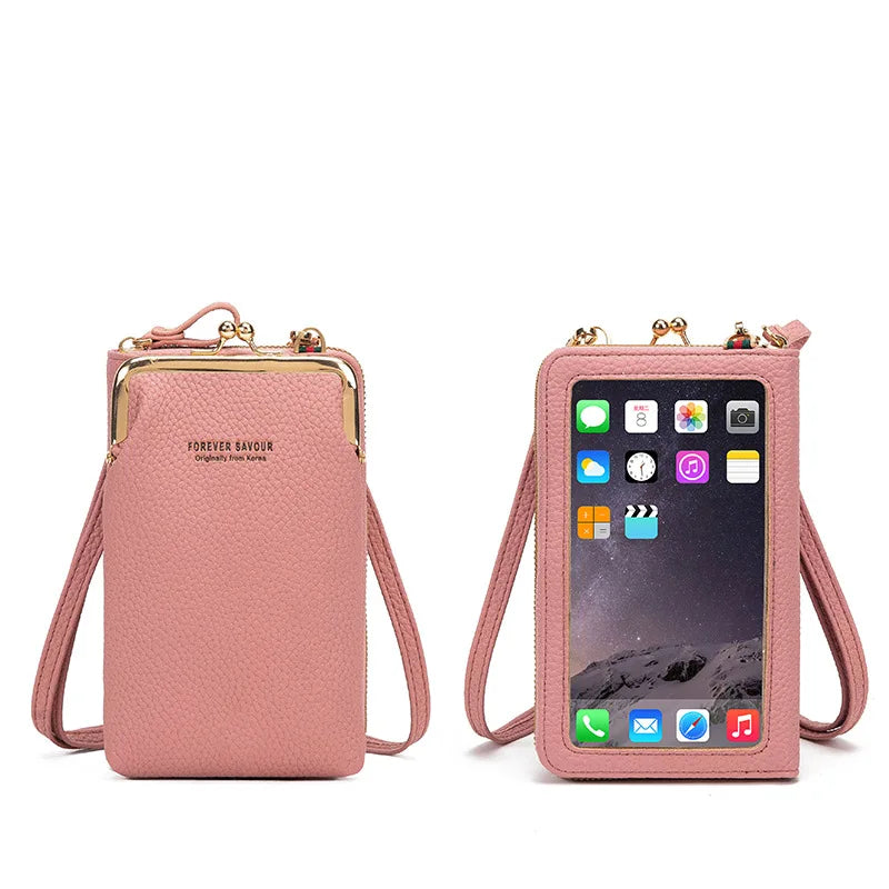 Women's Touch Screen Shoulder Bag with Messenger Purse Women's Leather Bag