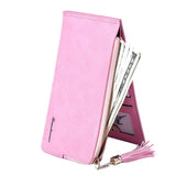 Retro Long Wallet Matte Leather Zipper Phone Wallet