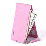 Retro Long Wallet Matte Leather Zipper Phone Wallet
