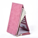 Retro Long Wallet Matte Leather Zipper Phone Wallet