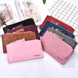 Retro Long Wallet Matte Leather Zipper Phone Wallet