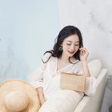 Wood Shoulder Messenger Bag Evening Clutch Metal Hasp Handbag
