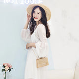 Wood Shoulder Messenger Bag Evening Clutch Metal Hasp Handbag