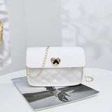 Heart-shaped Rhombic Pattern Crossbody Bag