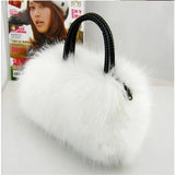 Faux Rabbit Fur Handbag Shoulder Messenger Bag Tote Women Long Fur Grass Handbag