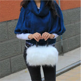 Faux Rabbit Fur Handbag Shoulder Messenger Bag Tote Women Long Fur Grass Handbag