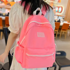 Lady Pink Nylon Book Backpack Female Laptop Student Bag