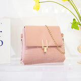Crocodile Pattern Shoulder Bag with Lock Catch Chain