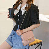 Crocodile Pattern Shoulder Bag with Lock Catch Chain