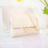 Crocodile Pattern Shoulder Bag with Lock Catch Chain